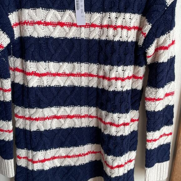 J.Crew Gabby Stripe Cable Knit Wool Tunic Sweater - Picture 9 of 14